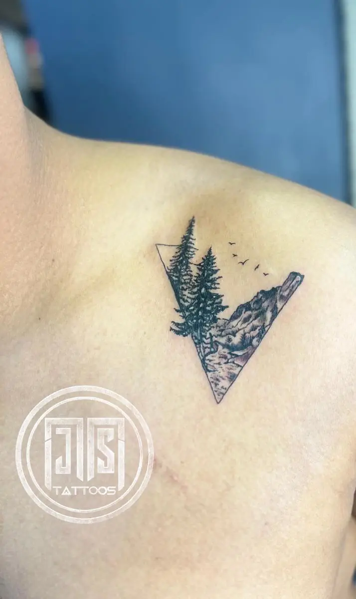 Mountain landscape realism tattoo Delhi best tattoo studio